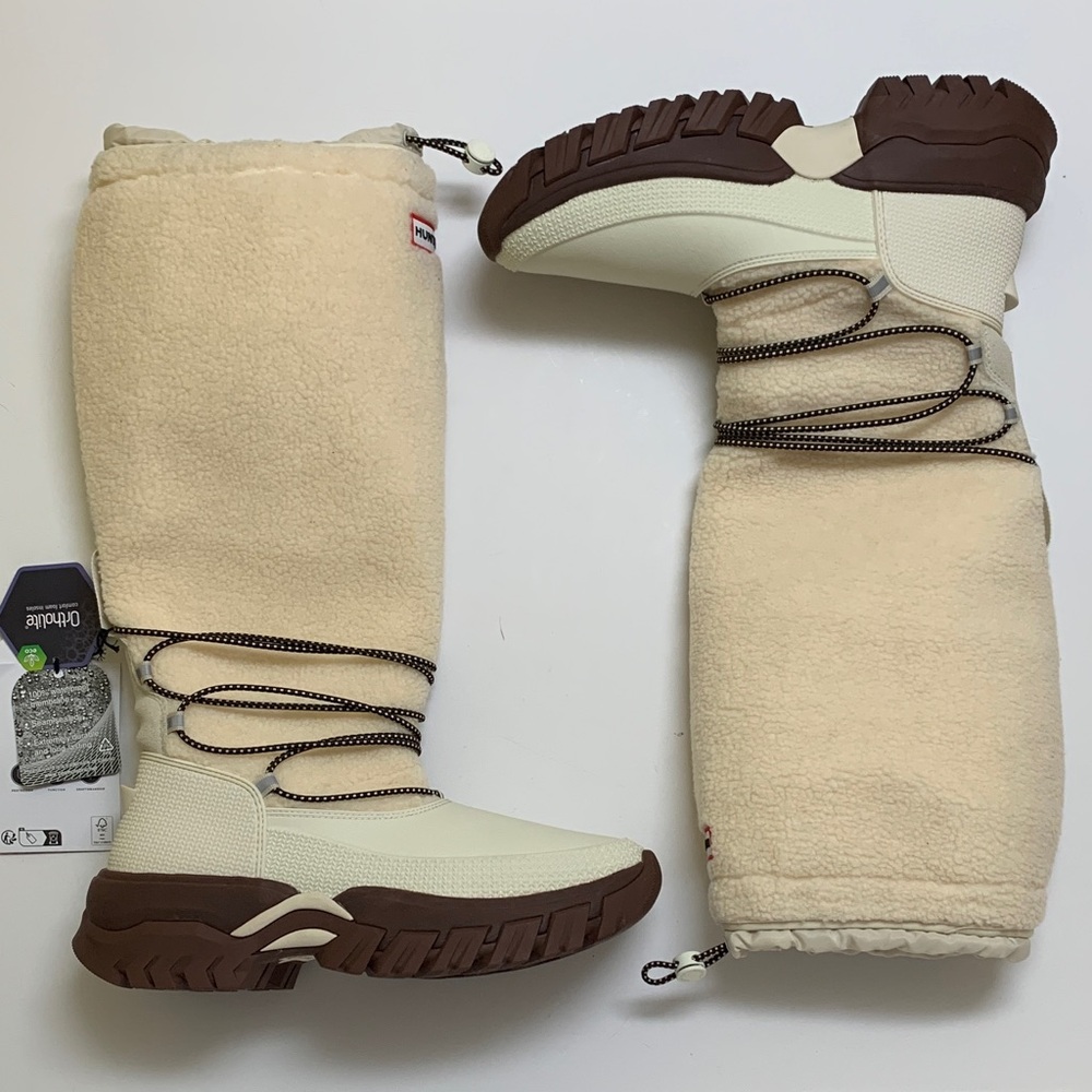 Hunter - Women's Wanderer Sherpa Snow Boot Cream and Brown